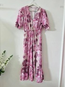 Sukienka midi w kwiaty zapinana na guziczki lato must have 36/38