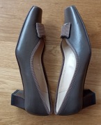 Nowe buty damskie brązowe 37 średni obcas eleganckie skóra naturalna