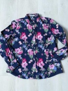 Brookshire bluzka damska koszula granat róż  kwiaty roz 42 jak nowa