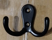Wieszak Podwójny Ścienny Czarny  Metalowy Haczyk