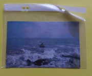 Stara amerykańska podpisana pocztówka z znaczkiem i pieczęcią Clinton beach