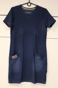 Sukienka ala jeans, elastyczna, krótki rękaw L 40