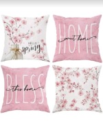 4x Nowoczesne poszewki na poduszki 45x45 cm Różowo-Białe Kwiatowe