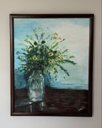 Bukiet kwiatów wiosennych w wazonie, 40x50 oryginał ręcznie malowany