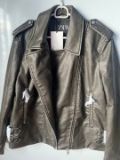 ZARA brązowa kurtka biker eko skóra XS