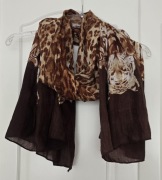 Tygrysy panterka długi duży szal szalik wiosenny wiosna pareo lato