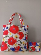 Torba shoper+kosmetyczka handmade print maki, łąka 