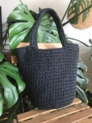 Torebka damska,na ramię, koszyk ze sznurka grafit.