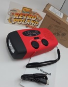 Radyjko awaryjne na korbkę,  powerbank, solar, latarka