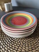 Talerze deserowe tęczowe nieużywane 