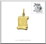 Złota zawieszka literka na papirusie wisiorek litera G papirus Au585
