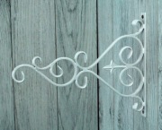 Wieszak Hak Uchwyt metalowy kuty na doniczkę - Biały Antyczny (W68)