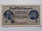 5 Reichsmark, terytoria okupowane, przedział czasowy: 1938-1945.