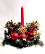 Stroik Dekoracja na stół Świeca Dzwonki Prezent