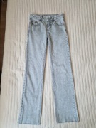 Spodnie jeansy straight leg Stradivarius szare prosta nogawka