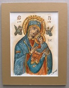 Matka BOSKA Czestochowska  - Ręcznie – szkic piórem i akwarela