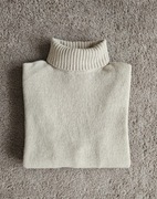 Gruby golf męski Zara kremowy/ecru, wełna/nylon, rozm. L