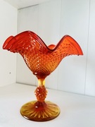 Ząbkowice cukierniczka patera na nodze glass amberina lata 60. 70. unikat