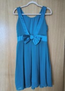 Sukienka Elise Ryan turkusowa odkryte plecy kokarda wesele elegancka M L