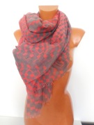 Szal Chusta Koralowe Kwadraty Reserved 190x84