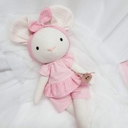 Lalka Myszka Uszyte Uszate ręcznie szyta przytulanka szmacianka 38 cm róż 