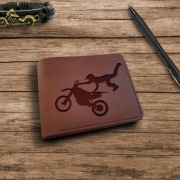 Prezent dla motocyklisty dla żużlowca Portfel z motocyklem z grawerem 