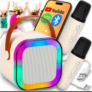 Zestaw Karaoke Bluetooth z 2 Mikrofonami - Głośnik LED