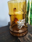 Kufel z motywem mysliwskim bursztynowe szkło unikatowy