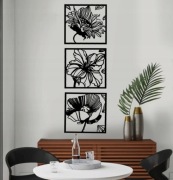 Obraz Dekor drewno KWIAT TRYPTYK Dekoracja 70x70
