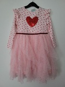 Piękna sukienka 110 4-5 serca tiul 
