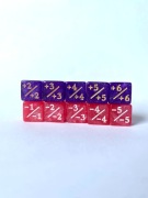 Zestaw kości d6 k6 10 sztuk 12mm counter +1/+1 -1/-1 różowe fioletowe MTG