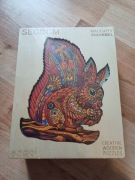 Puzzle drewniane duże 300 el. wiewiórka zestaw prezentowy pudełko drewniane