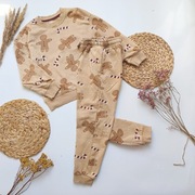 Komplet dresowy 134 brązowy w pierniki świąteczny spodnie bluza dresy 