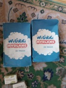 Pamiątki PRL Wiórki mydlane do prania r.1983, goździki r.1985