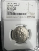 5zł strzelecki 1934 au cleaned NGC