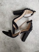 Zara rockowe sandałki obcas słupek ćwieki kolce 37