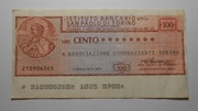 zastępczy pieniądz mini-czek 100 1975 Lirów Włochy Torino