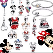 Charms Disney, Myszka Minnie i Micky, srebrny,, do bransoletki modułowej 