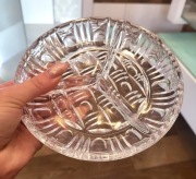 Patera Kryształowa Taca Talerz Szklany Szkło PRL Na Przystawki lata 70-te