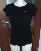 Czarny T-Shirt Mohito S basic bawełna cyrkonie