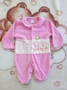 Różowy welurowy polarowy pajac pajacyk 68 74 kombinezon gąsienica jak nowy