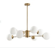 Żyrandol złoty z białymi kloszami