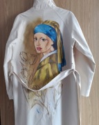 Płaszcz dziewczyna z perłą ręcznie malowane 