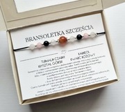 Bransoletka szczęścia turmalin czarny kwarc różowy karneol krysztal górski 
