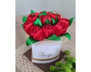 Flowerbox Serce Dla Mamy Ręcznie wykonane Czerwone Tulipany Urodziny Bukiet