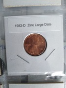1 cent lincoln usa 1982 D cynk duża data
