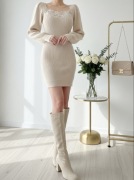 Sukienka dzianinowa dopasowana z koronką Golden Days Paris