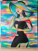 Obraz dziewczyna z kieliszkiem 