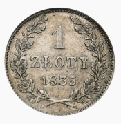 1 zł Wolne Miasto Kraków 1835 rok NGC AU55 starszy grading Piękna 