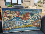 Obraz olejny na płótnie kwiaty łąka dwustronny 77x46cm